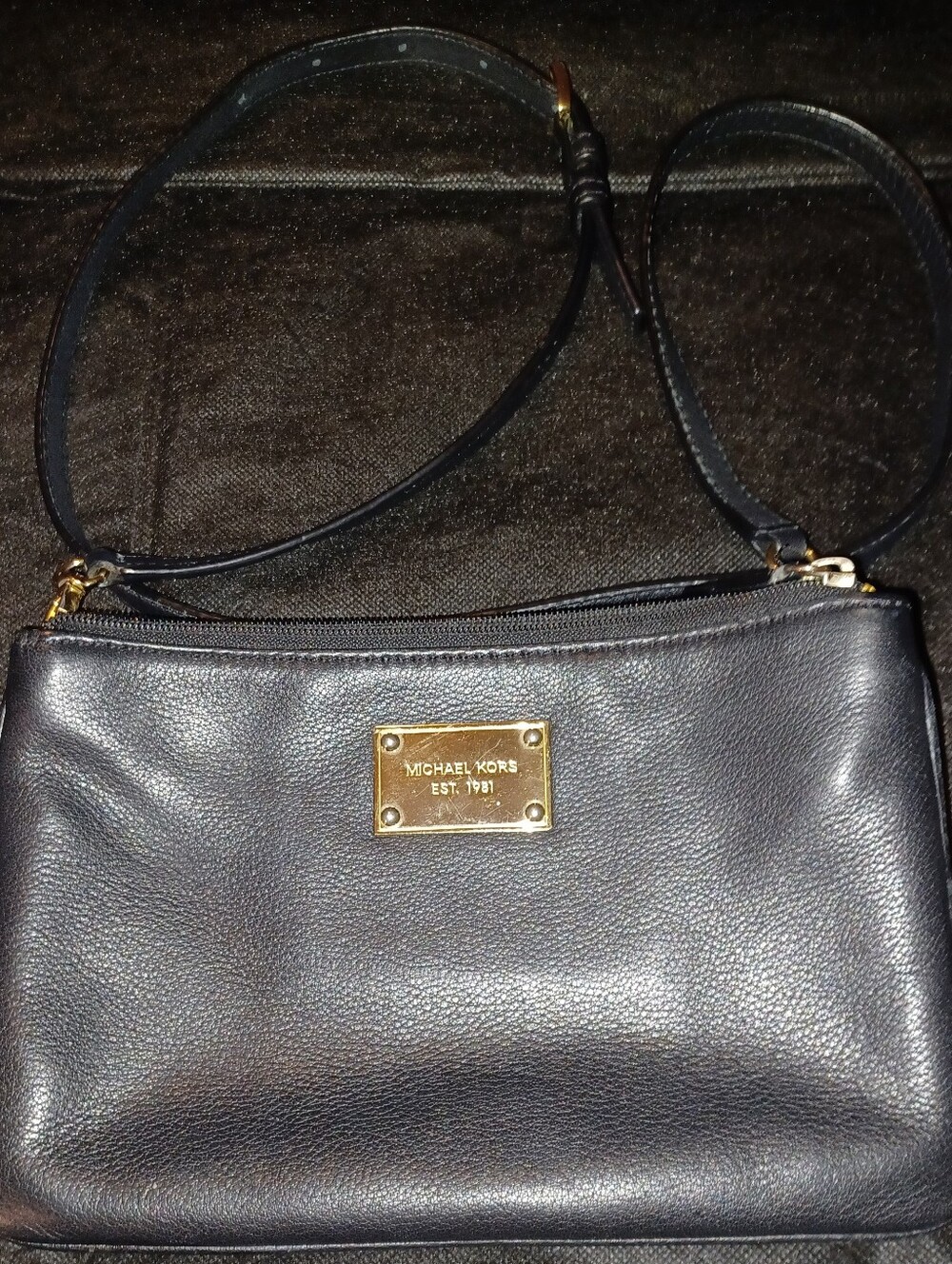 MK Black Jet Set Pochette Crossbody Bag With Gold Accents